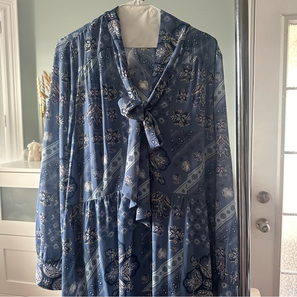 Addition Elle x Michel Studio Blue Boho Printed Midi Dress Size 18 NWT - Picture 3 of 13